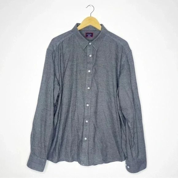Untuckit Gray Flannel Button Up Long Sleeve Shirt Size XX-Large Venetian WF - Picture 6 of 6